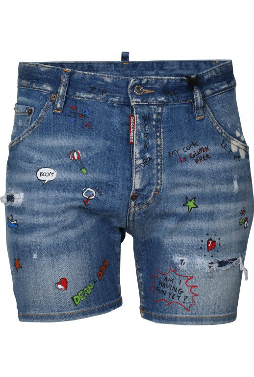 Grafiken und Logo Jeansshorts