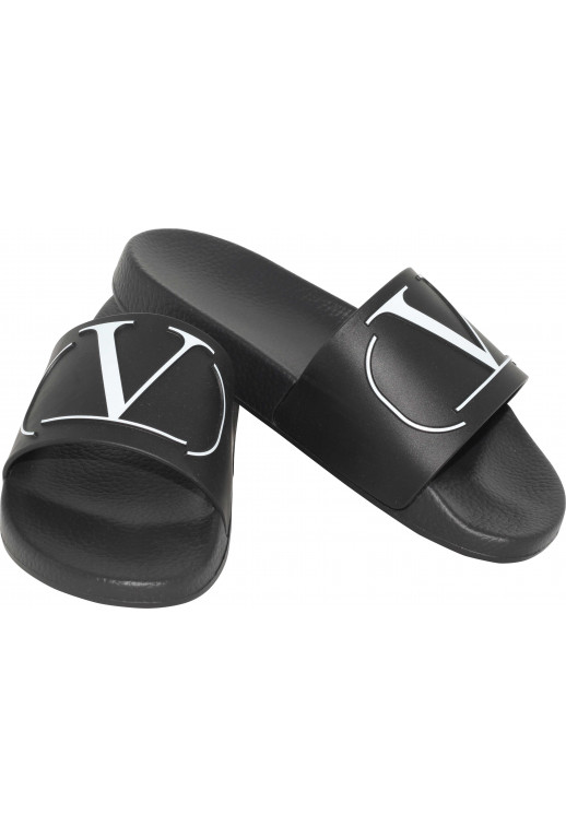 V Logo Gummisandalen